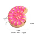 Pink enamel shell bead with gold trim for DIY jewelry making, 12x10mm size - Pink Shell (M643102-Pink)