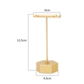 Golden T-bar metal earring stand with hexagonal base and dimensions 11.5cm high - Hexagon Base / 6*11.5cm / Gold