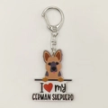 Detailed view of acrylic German Shepherd keychain with I Love My Dog lettering - German Shepherd Style (9)