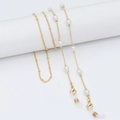 Exquisite gold eyewear chain with white pearls and silicone loops for glasses - Beaded Pearl Chain