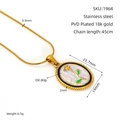 PVD 18k Gold Edelstahlhalskette mit violettem Öl-Tropfen-Rosen-Ovalanhänger - Ovaler Goldene Rosen-Stil (ZX1964)