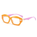 Retro geometric square thick frame sunglasses in orange and pink two-tone style - Orange Frame Pink Temple