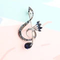Spilla chiave di violino argento con gemma a goccia blu e cristalli luccicanti - Blu