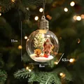 Palla di Natale trasparente con figurina di Babbo Natale e mini decorazione pino - Palla Aperta Tipo A (Babbo Natale/Pigna) / Con Batteria a Bottone