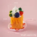 Mini orange cream cake keychain with fruit decor, size 4.5x5.5cm, weight 24g - Orange Cream with Pink Phone Strap