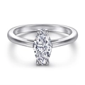 Minimalist 925 silver marquise cut zircon ring with four-prong setting on white background - US Size 5 / Silver-Marquise Solitaire Ring (TL-231)