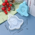 Detailed view of bell-shaped Christmas silicone mold with dimensions and relief details - Santa Claus