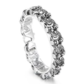 Men's vintage punk skull cuban chain bracelet in blackened silver stainless steel finish - Antique Silver Skull Style (KB162805-KJX)