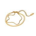 Detail der 18k vergoldeten Doppelschicht-Kette mit S.STEEL-Stempel auf dem Anhänger - Doppellagiges Schlangenkette Armband (TB5018) / Gold