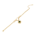 Collana placcata oro con ciondolo quadrato verde smeraldo e catena a maglia box - Bracciale