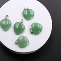 Green heart-shaped jade pendants with metal clasps for necklace or bracelet making - Green Aventurine