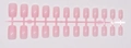Detailed view of 24 pieces light pink square fake nails on factory plastic holder strip - Light Pink (CFL-27)