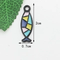 Colorful geometric fish enamel charm in zinc alloy for DIY jewelry 2cm length - Black Paint Colorful Fish