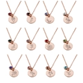 Collares de flores de nacimiento en oro rosa con piedras natales en 12 diseños florales - Flor de nacimiento de febrero - Violeta / Oro rosa