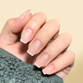 Classic French manicure press-on nails with pink base and white square tips - French Square Style (JP0335-09)