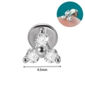 Zilveren roestvrijstalen labret-piercing met drie zirkonen van 4,5 mm breedte - Drie Stenen Stijl (#1)