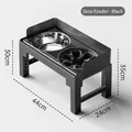 Adjustable black elevated pet double bowls with stainless steel and slow feeder design - Slow Feeder - Black