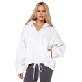 Light gray oversized women's zip-up hoodie with raglan sleeves and drawstring hem - S / Light Heather Grey
