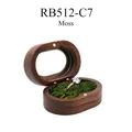 Oval black walnut wood ring box with green moss lining and single diamond ring - Single Slot / With Window / No Engraving (Blank) / Moss Filling