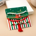 Three-piece Christmas beaded bracelet set with Santa, bell, and stocking enamel charms - S321 3Pcs Beaded Bracelet Set With Santa/Bell/Sock Charms And Tassel
