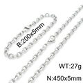 Silver stainless steel chain set featuring 5mm link necklace and bracelet with lobster clasp - 5mm Width/20cm Bracelet / Steel
