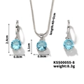 Parure bijoux en argent avec collier pendentif et boucles d'oreilles cristal bleu - Bleu Clair/Argent