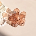 Translucent amber flower hair claw clip with elegant golden spring mechanism - 7cm / Transparent Champagne
