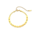 Elegant 18KGP gold snake chain bracelet with square engraved charms and adjustable clasp - Gold Letter Square Piece Bracelet (B2349-GO)
