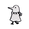 Cartoon Pinguin Emaille Brosche Pin mit schwarz-weiß gestreiftem Schal auf weißem Grund - Vogel mit Schal (XZ8336)