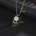 Silver hollow cat pendant necklace in stainless steel with 60cm bead chain - Hollow Cat Style / Silver