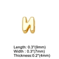 Macro detail of gold-plated letter H pendant with precise dimensions 9x7mm size - Letter N