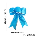 Blue glitter Christmas bow with silver edges and 17x16cm dimensions for tree decoration - Triple-Loop 15cm Sky Blue Bow