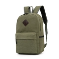 Dark green canvas backpack with brown leather patch and front zipper pocket detail - Army Green