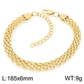 Minimalist gold woven titanium steel chain bracelet with lobster clasp 185x6mm - Gold Slim Braided Style (KB205846-ZCG) / 185x6mm/9g