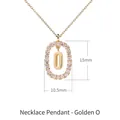Ciondolo lettera O in argento 925 dorato con pavé di zirconi bianchi misura 15mm - Stile ciondolo lettera O ovale con pavé di zirconi / Argento 925 / 50cm (40+5+5cm) / Oro