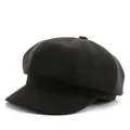Minimalist black brushed newsboy cap for women featuring a plain solid color design - Black