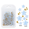 Light blue resin flower nail charms with gold beads in 3mm and 6mm sizes for DIY art - Pale Blue Flower With Gold Bead