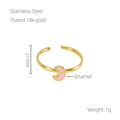 Anello aperto con luna e stella in smalto rosa e acciaio inossidabile placcato oro 18k - Aperto Regolabile / Stile Luna (ZG684)