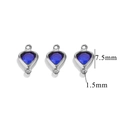 Blue crystal heart pendant in stainless steel with 7.5mm height and 1.5mm inner loop - 2-Hole-Royal Blue / Steel