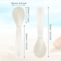 White shell spoon for caviar or cosmetics with detailed dimensions of 73mm length - 7.3cm / Round Handle Pure White Shell Spoon