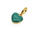 Golden heart charm with green enamel finish and beaded loop for DIY charm bracelets - Green Heart Pendant