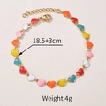 Detail view of colorful heart enamel bracelet showing lobster clasp and 18.5+3cm length - Heart Bracelet