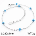 Silver stainless steel anklet with blue beads, 230mm length with lobster clasp - Silver Chain with Dark Blue Beads Style (KJ3628-Z)