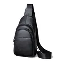 Zaino monospalla in pelle martellata nera con dettaglio a righe tricolori distintive - Nero 8103