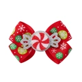 Détail d'une pince à cheveux de Noël avec motif flocons et décor de bonbons rayés - Bonbon Mixte Rouge Vert