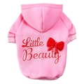 Felpa con cappuccio rosa per cani in morbido pile con fiocco rosso e stampa Little Beauty - S / Rosa
