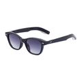 Gafas de sol negras de montura gruesa con lentes degradadas violetas y remaches de plata - C2 Polarizado Negro Brillante Plata Gris Degradado