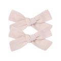 Set of two light pink cotton linen bow hair clips with natural texture on white background - Bow Hair Clips Set / Light Pink