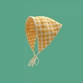 Handmade crochet checkered hair bandana in bright yellow and cream white knit pattern - Yellow White Checkerboard