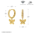 Dimensions détaillées boucle d'oreille nœud en argent S925 avec zircon 5A et poids 1,35g - Argent 925 / Doré